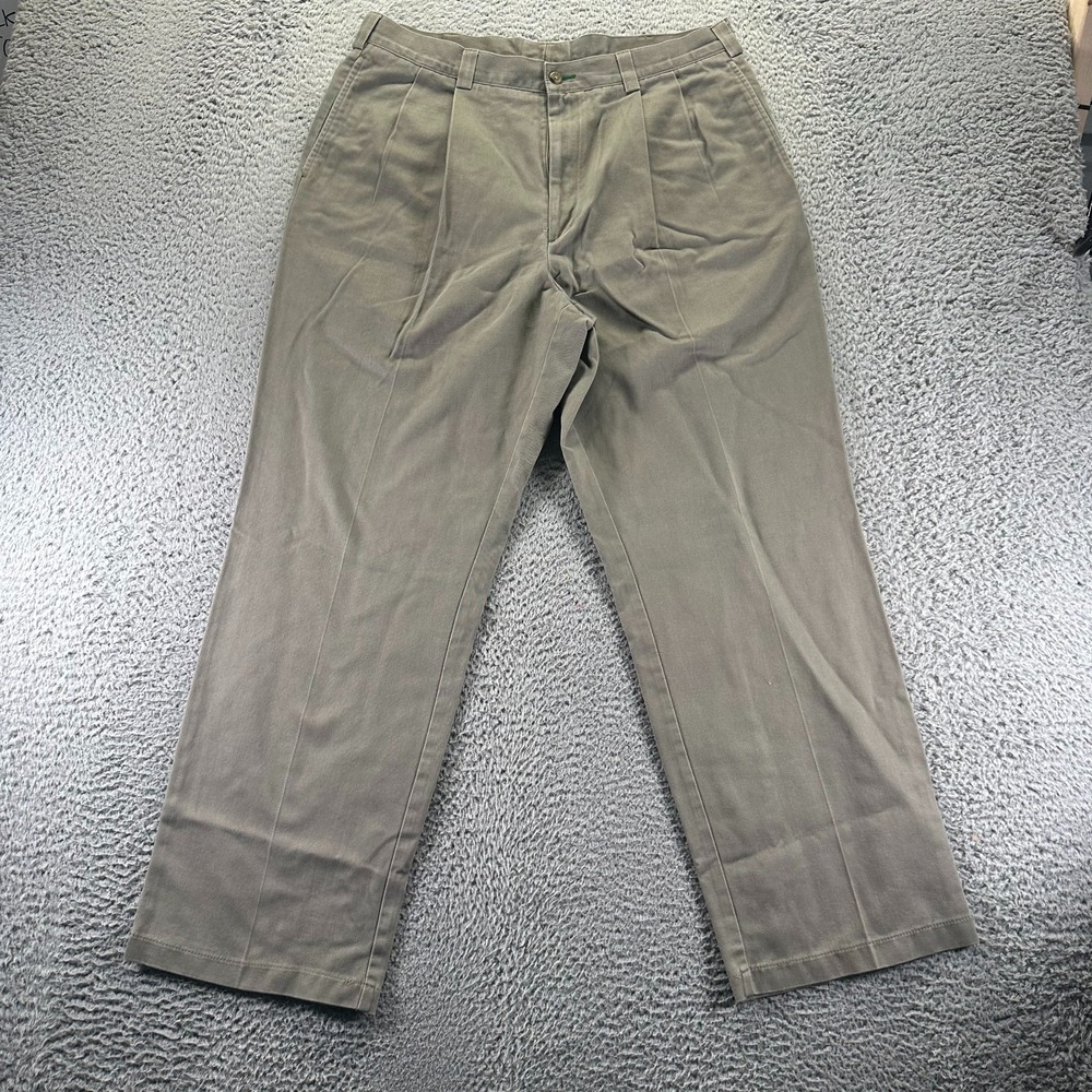 Tommy Hilfiger Pant Men's 36x30‎ Beige Chino Pleated Straight Business Preppy